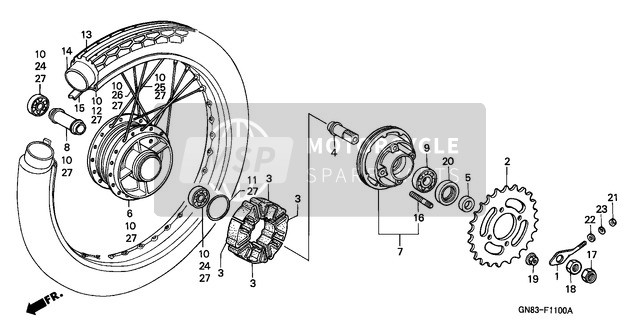 Honda C90 1996 Rear Wheel for a 1996 Honda C90